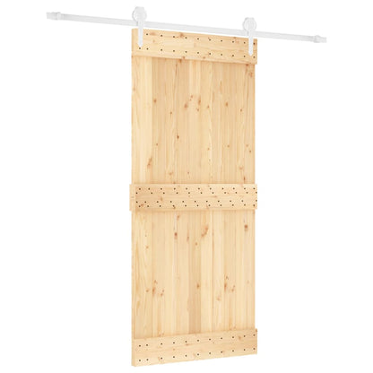 Sliding Door with Hardware Set 90x210 cm Solid Wood Pine