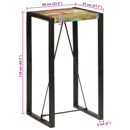 Bar Table 60x55x110 cm Solid Wood Reclaimed