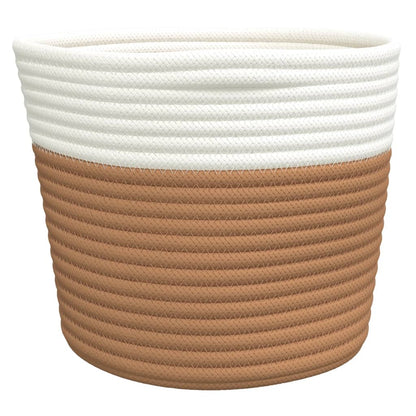 Storage Baskets 2 pcs Brown and White Ø24x18 cm Cotton