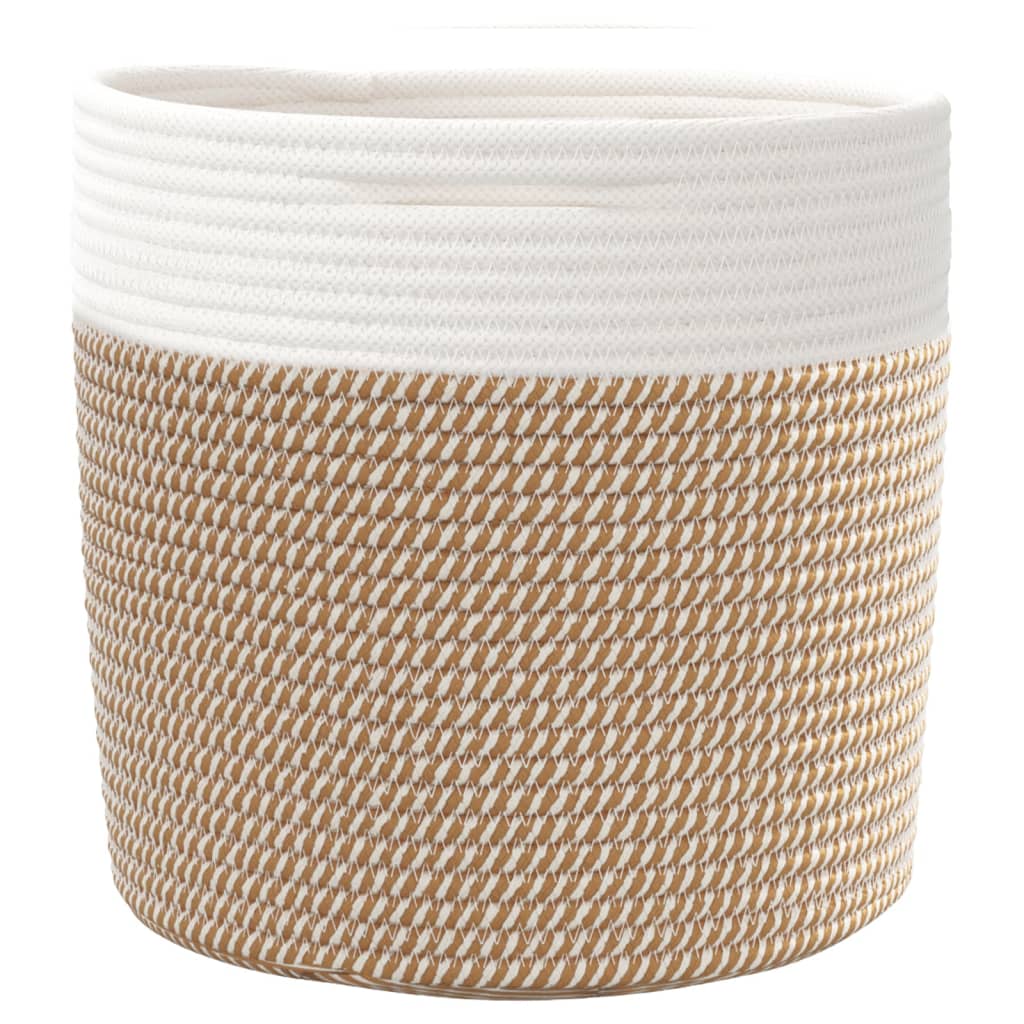Storage Baskets 2 pcs Brown and White Ø28x28 cm Cotton