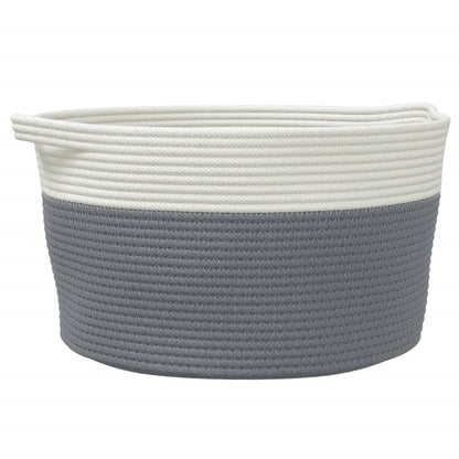 Storage Basket Grey and White Ø40x25 cm Cotton