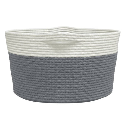 Storage Basket Grey and White Ø40x25 cm Cotton
