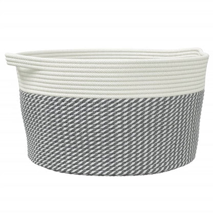 Storage Basket Grey and White Ø40x25 cm Cotton
