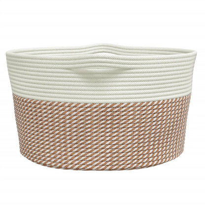Storage Basket Brown and White Ø40x25 cm Cotton