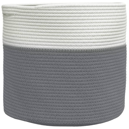 Storage Basket Grey and White Ø40x35 cm Cotton