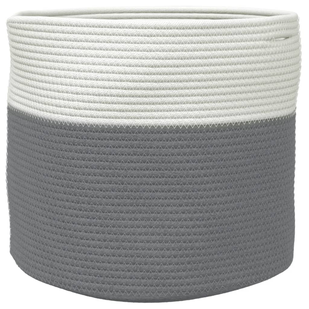Storage Basket Grey and White Ø40x35 cm Cotton