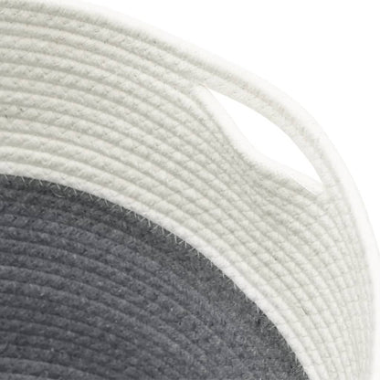 Storage Basket Grey and White Ø40x35 cm Cotton