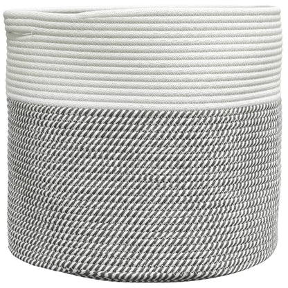 Storage Basket Grey and White Ø40x35 cm Cotton