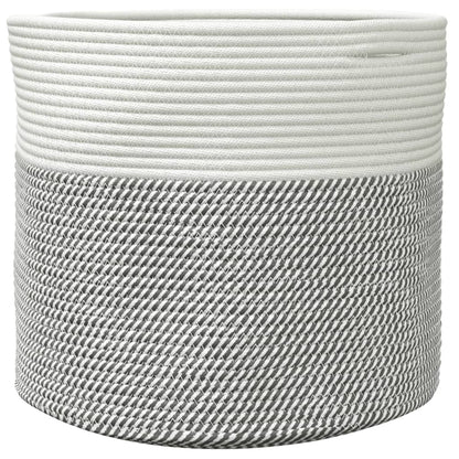 Storage Basket Grey and White Ø40x35 cm Cotton