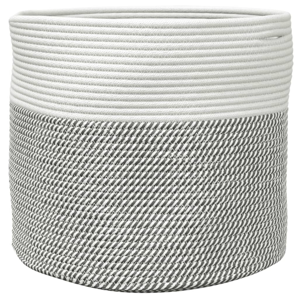 Storage Basket Grey and White Ø40x35 cm Cotton