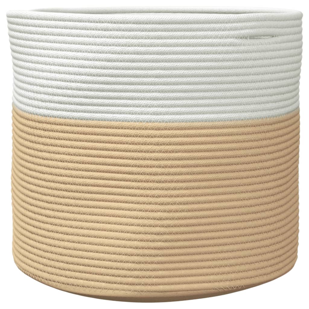 Storage Basket Beige and White Ø40x35 cm Cotton