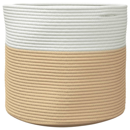 Storage Basket Beige and White Ø40x35 cm Cotton