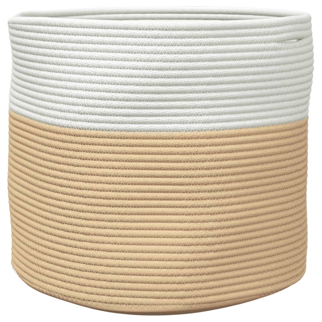 Storage Basket Beige and White Ø40x35 cm Cotton