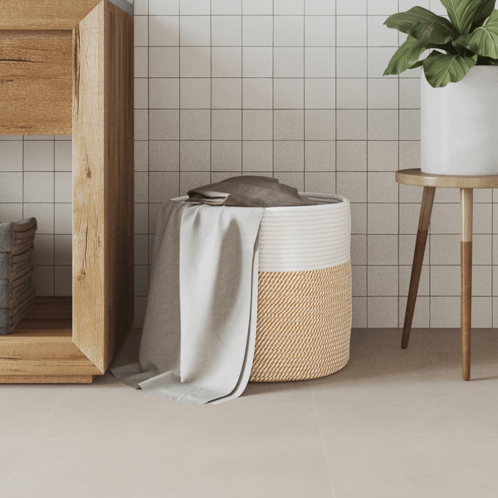 Storage Basket Brown and White Ø40x35 cm Cotton