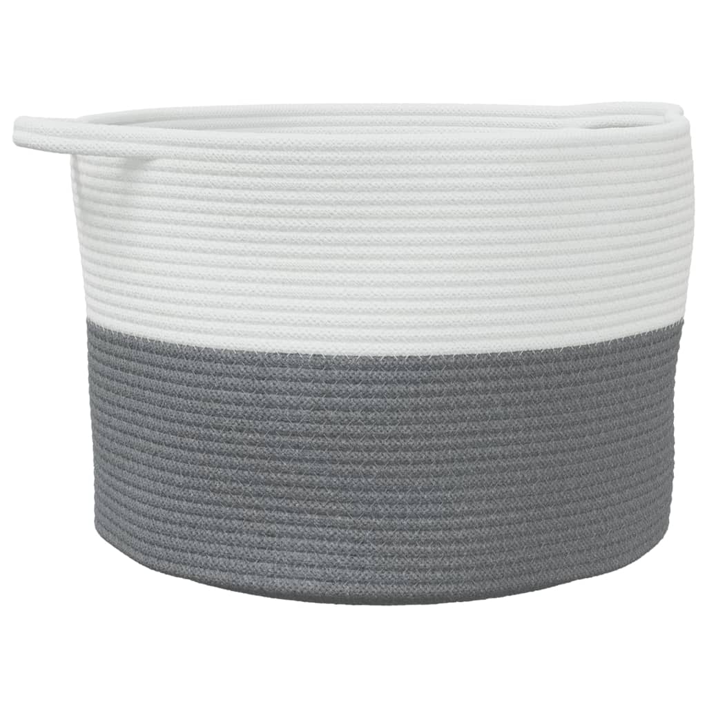 Laundry Basket Grey and White Ø55x36 cm Cotton