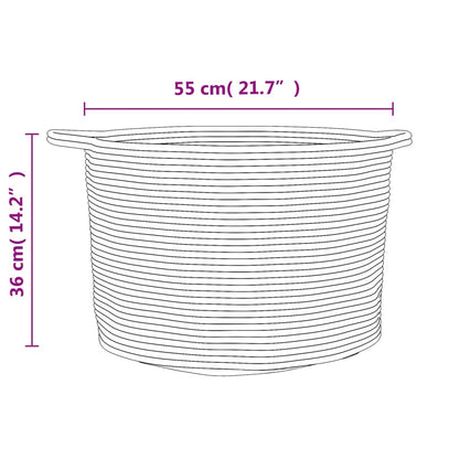 Laundry Basket Grey and White Ø55x36 cm Cotton