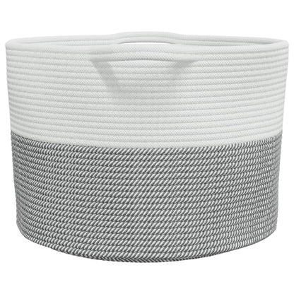 Laundry Basket Grey and White Ø55x36 cm Cotton