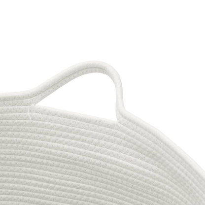 Laundry Basket Beige and White Ø55x36 cm Cotton