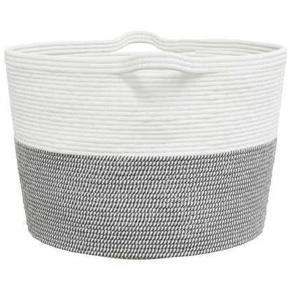 Laundry Basket Grey and White Ø60x36 cm Cotton