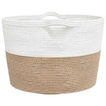 Laundry Basket Brown and White Ø60x36 cm Cotton