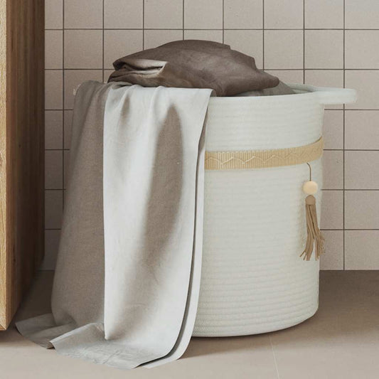 Storage Basket White Ø38x36 cm Cotton