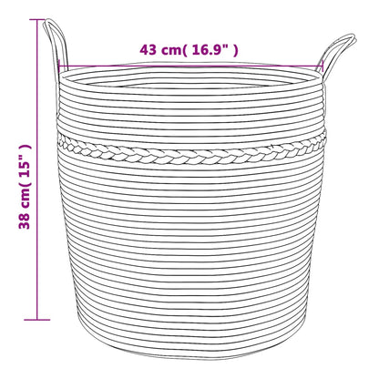 Storage Basket Grey and White Ø43x38 cm Cotton