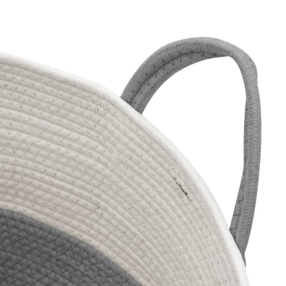 Storage Basket Grey and White Ø51x33 cm Cotton