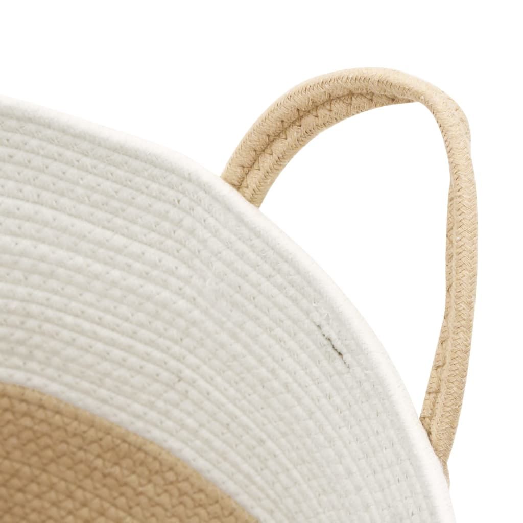 Storage Basket Beige and White Ø51x33 cm Cotton