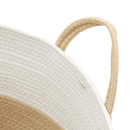Storage Basket Beige and White Ø51x33 cm Cotton