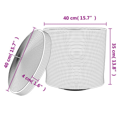 Storage Basket with Lid Brown and White Ø40x35 cm Cotton