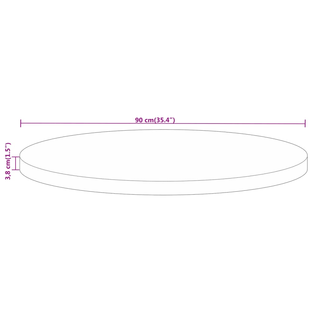 Table Top Ø 90x3.8 cm Round Solid Wood Reclaimed