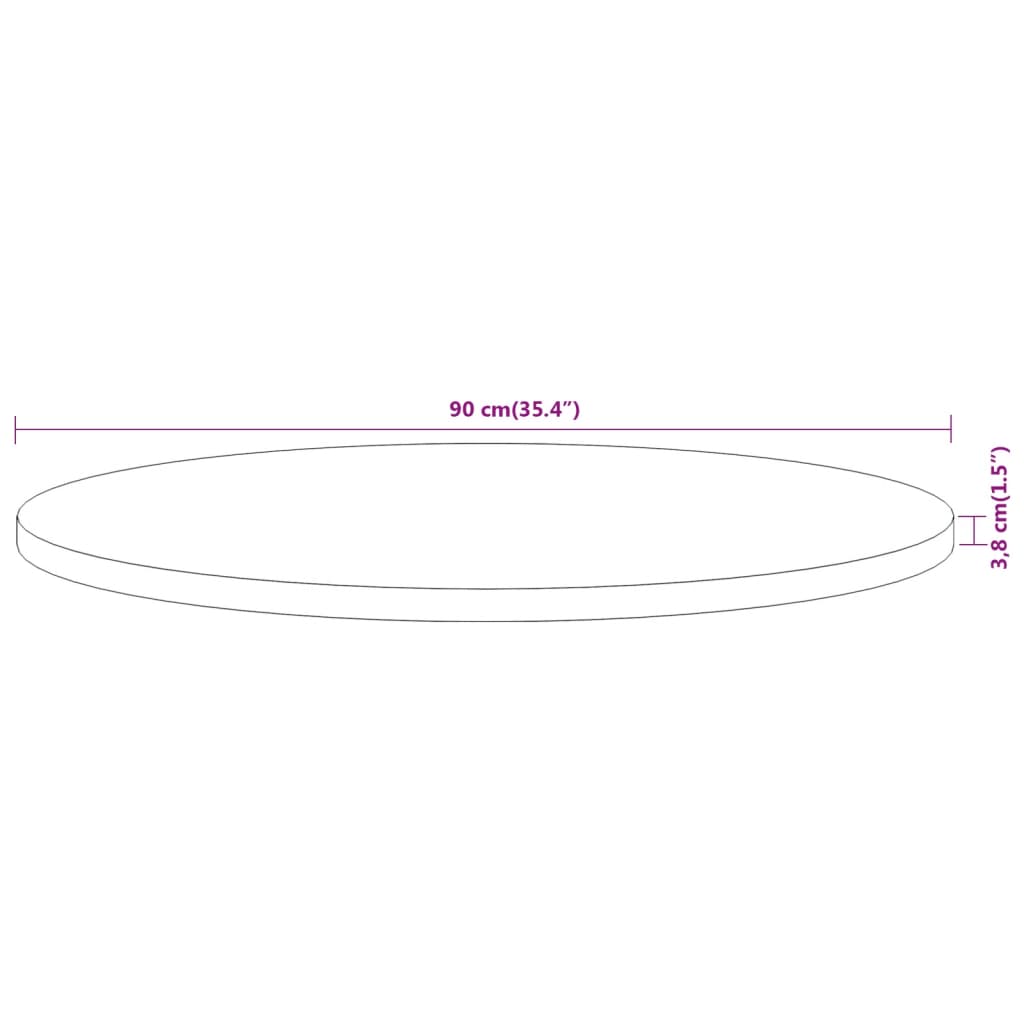 Table Top Ø90x3.8 cm Round Solid Wood Acacia