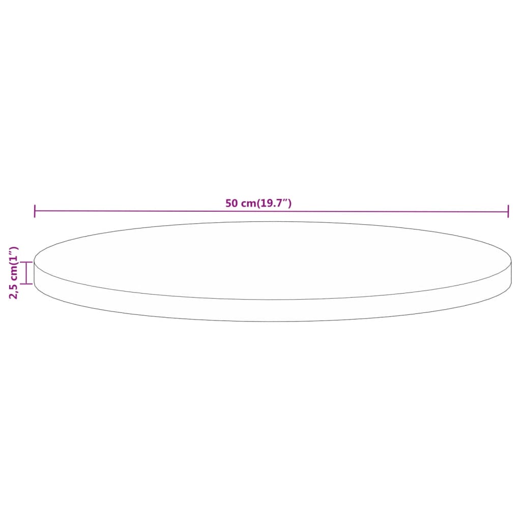 Table Top Ø 50x2.5 cm Round Solid Wood Mango