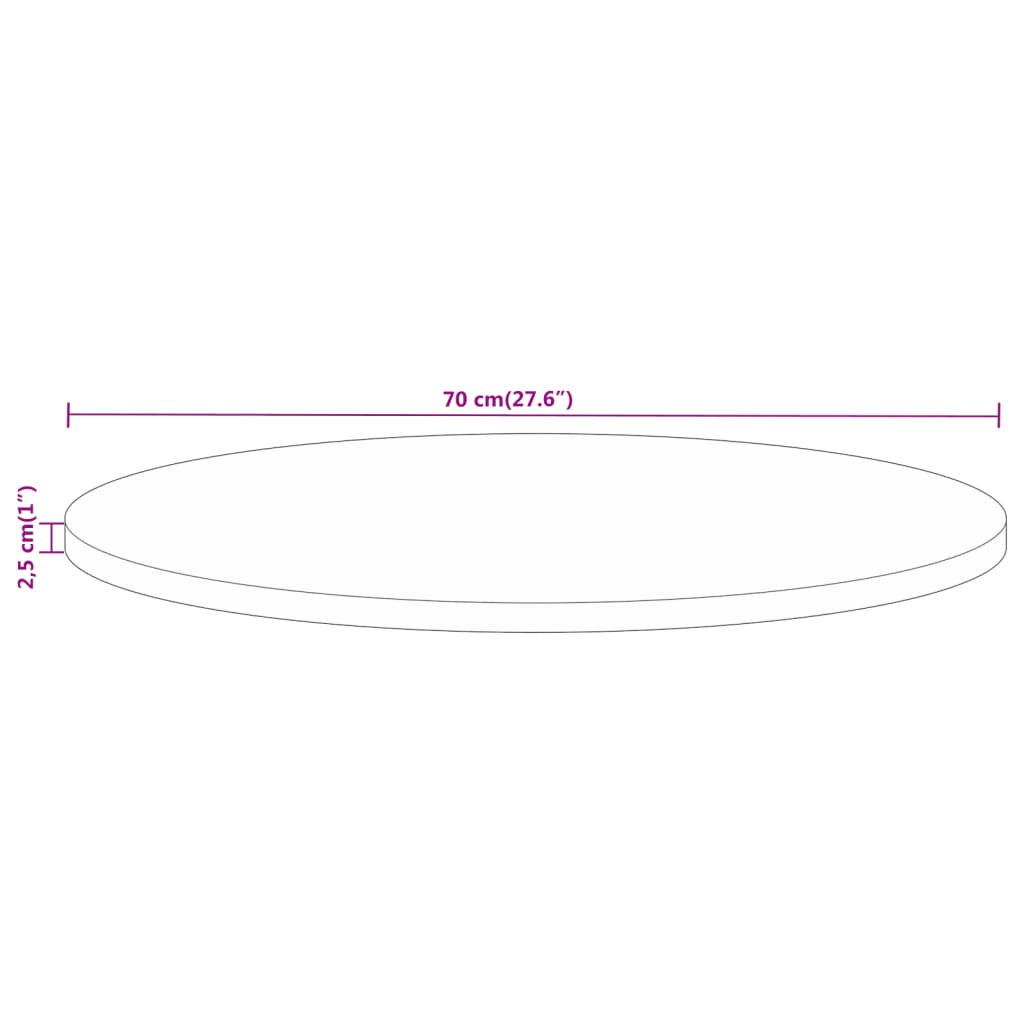 Table Top Ø 70x2.5 cm Round Solid Wood Mango