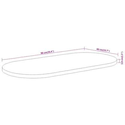 Table Top 90x40x3.8 cm Oval Solid Wood Acacia