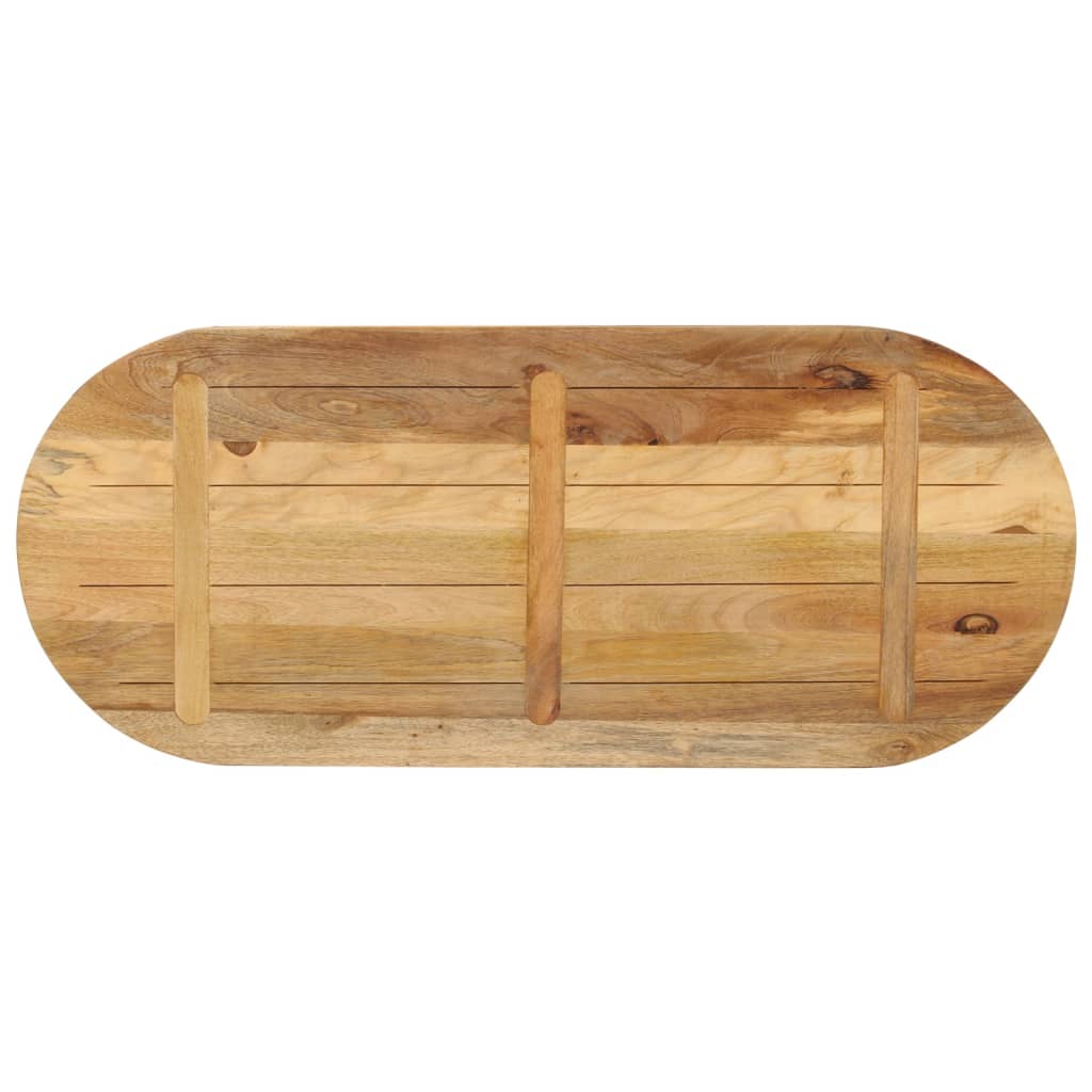 Table Top 140x60x3.8 cm Oval Solid Wood Rough Mango