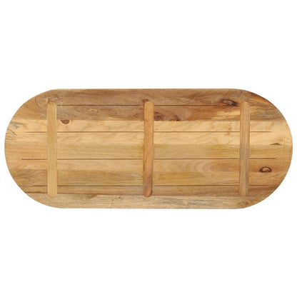 Table Top 140x60x3.8 cm Oval Solid Wood Rough Mango
