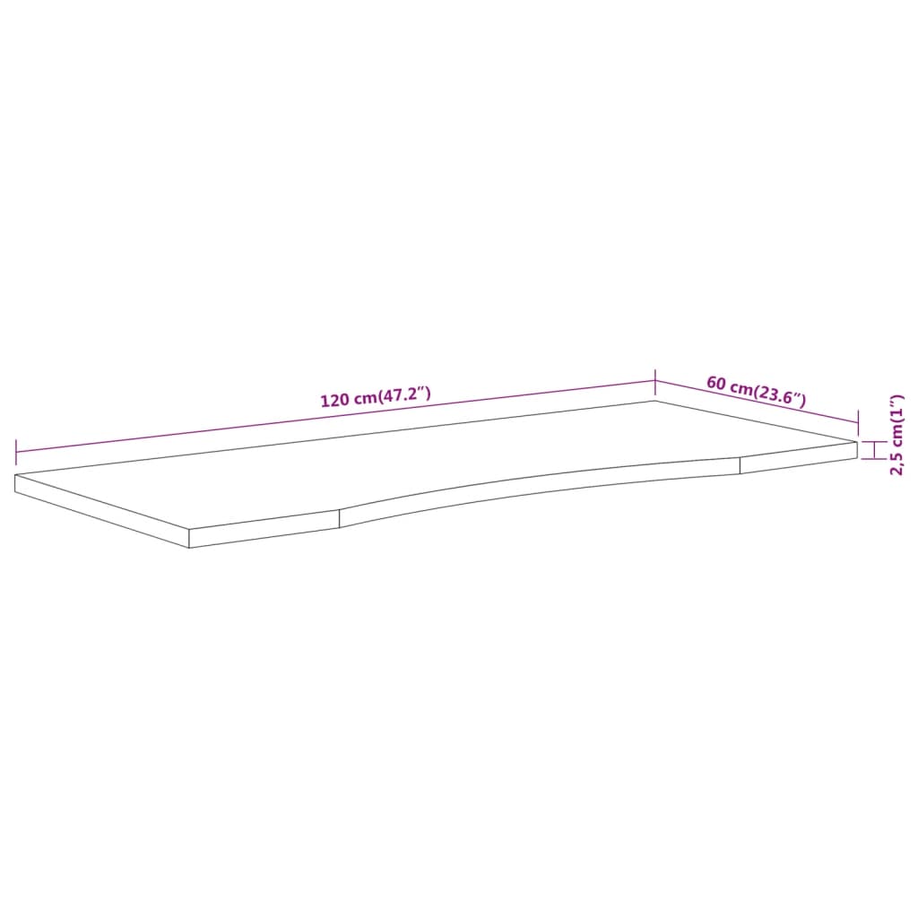 Desk Top 120x60x2.5 cm Rectangular Solid Wood Acacia