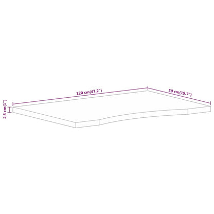 Desk Top with Curve 120x50x2.5 cm Solid Wood Rough Mango