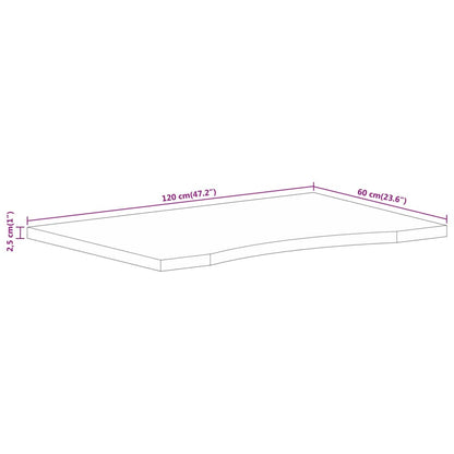 Desk Top with Curve 120x60x2.5 cm Solid Wood Rough Mango