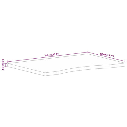 Desk Top with Curve 90x50x2.5 cm Solid Wood Rough Mango