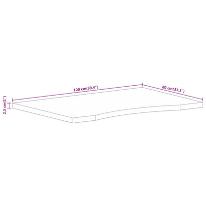 Desk Top with Curve 100x80x2.5 cm Solid Wood Rough Mango