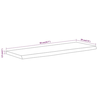 Wall Shelf 50x20x2.5 cm Rectangular Solid Wood Acacia Live Edge