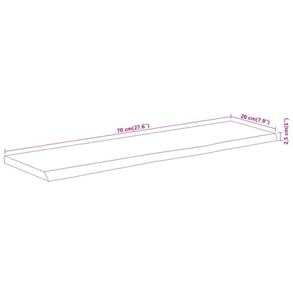 Wall Shelf 70x20x2.5 cm Rectangular Solid Wood Acacia Live Edge