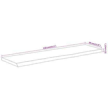 Wall Shelf 110x30x2.5 cm Rectangular Solid Wood Acacia Live Edge