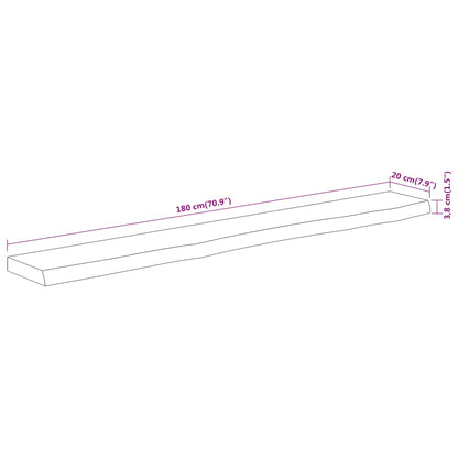 Wall Shelf 180x20x3.8 cm Rectangular Solid Wood Acacia Live Edge