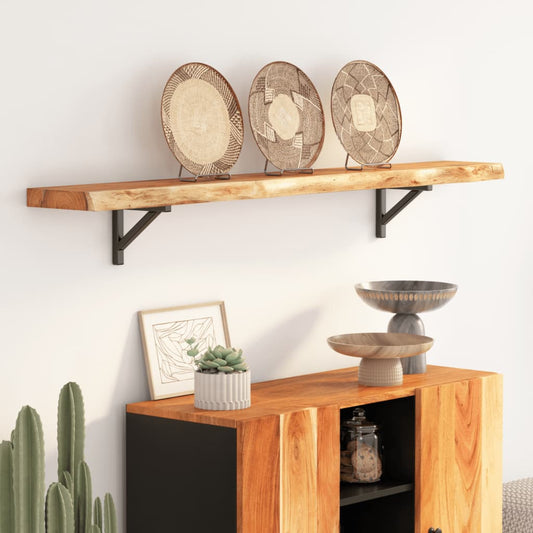 Wall Shelf 180x20x3.8cm Rectangular Solid Wood Acacia Live Edge
