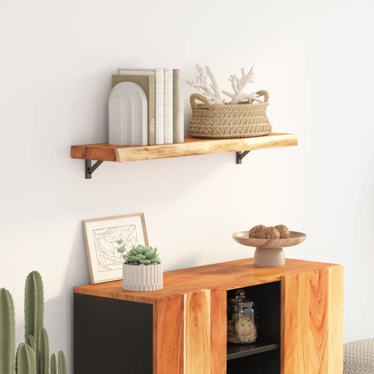 Wall Shelf 80x30x3,8 cm Rectangular Solid Wood Acacia Live Edge