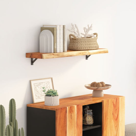 Wall Shelf 90x30x3,8 cm Rectangular Solid Wood Acacia Live Edge