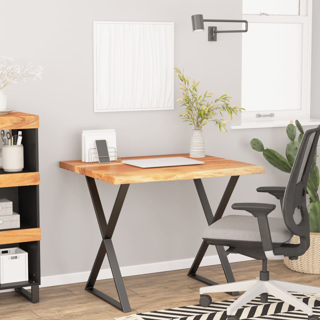 Desk Top 90x80x3.8 cm Rectangular Solid Wood Acacia Live Edge